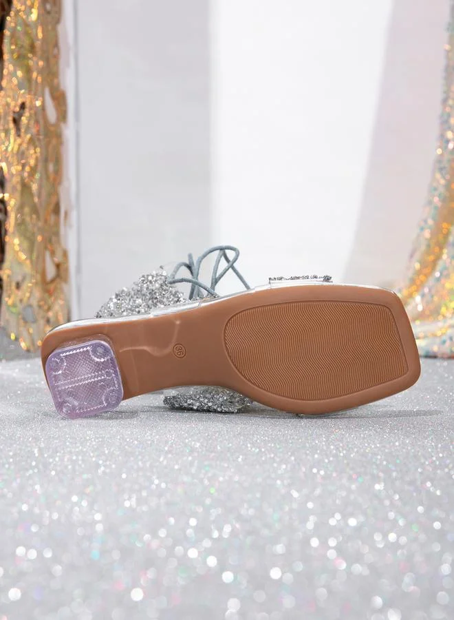 تايك تو صندل بأربطة مزين بأحجار الراين